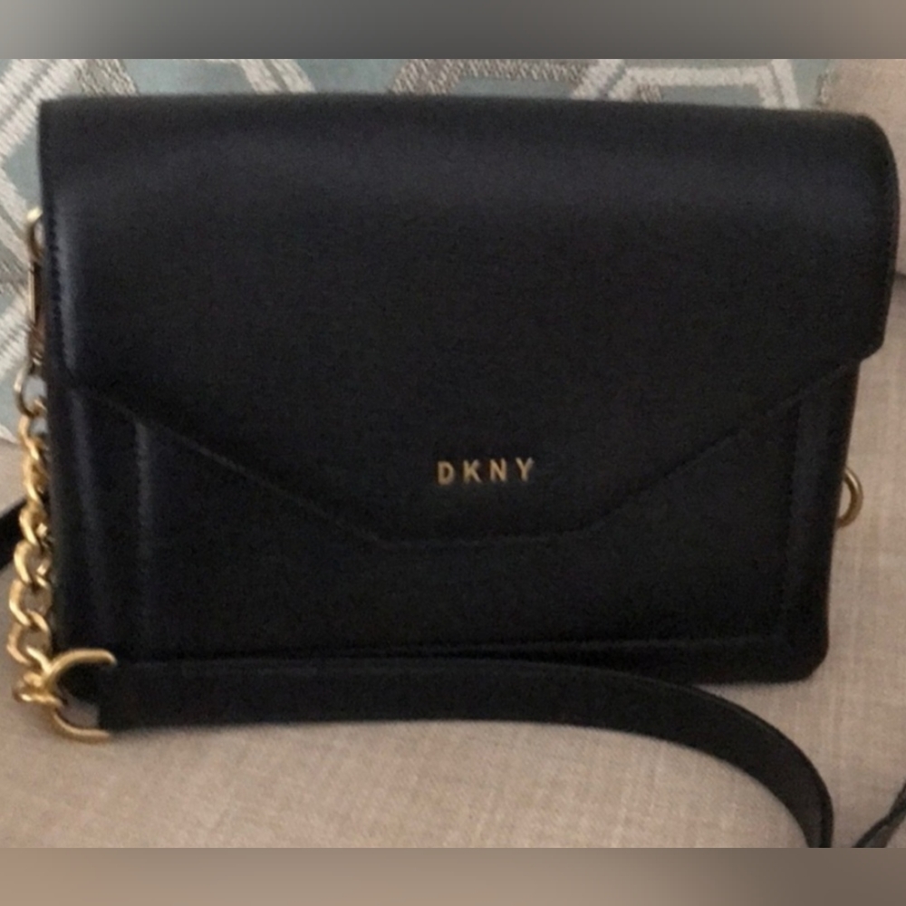 DKNY black leather crossbody